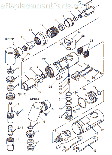 Page A Diagram and Parts List for CP862 T025316 Chicago Pneumatic Angle Grinder